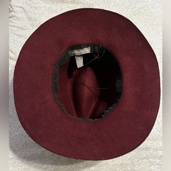 Vince Camuto 100% Wool Fedora w Gold Accents, Burgundy, 6”x7.5” Adjustable - Picture 8 of 8